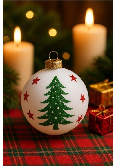Beysüs Yılbaşı Çam Ağacı Süsü Parlak Noel Ağaç Holiday Cici Top 8cm 3lü