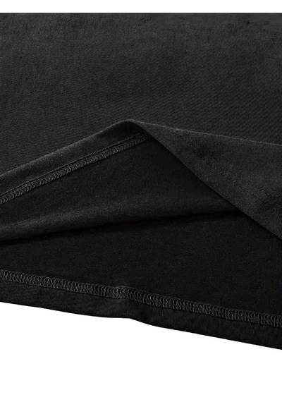 Freedom Storee Kadın Tişört Fiyonk Baskılı Bisiklet Yaka Yazlık Kısa Kol Oversize T-shirt - Siyah Çok Renkli