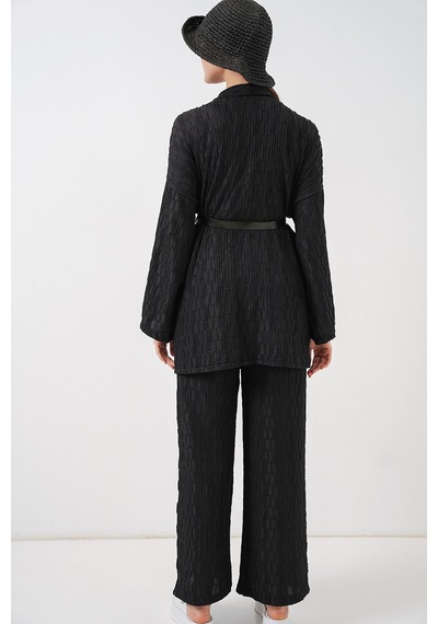 Bigdart Kadın Kimono Pantolon İkili Takım 30078 - Siyah