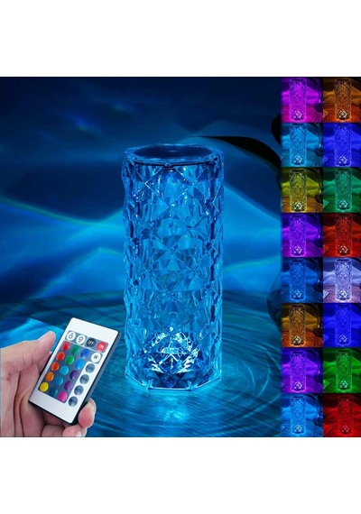 Big Rose Diamond Table Lamp Usb Charging Rgb Multi Colors Totch Lamp Kumandalı Kristal Dev Masa Lambası Rgb Renkli