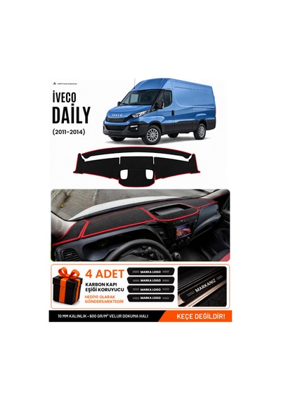 Iveco Daıly 2015-2021 Uyumlu Torpido Örtüsü, Torpido Kılıfı - Siyah Kırmızı