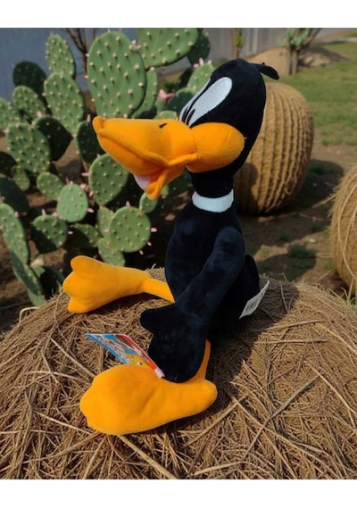 Sevimli Eğlenceli Peluş Oyuncak Duffy Duck 25 Cm Uyku Arkadaşım Siyah