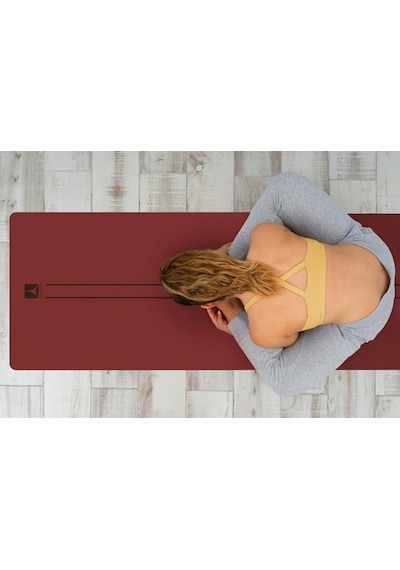 Rebuwo Çift Çizgi Tasarımlı 5mm Doğal Kauçuk Yoga Matı – Kaydırmaz Pilates ve Egzersiz Matı