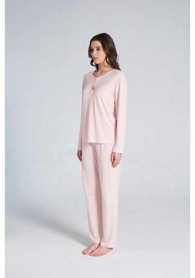 Pijadore Gd Goldoremi 1703 Kadın Patlı Uzun Kollu Pijama Takım Pembe