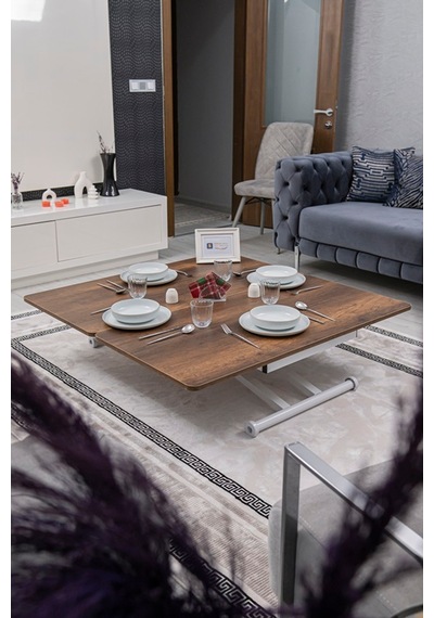 Home Üst Tabla Mdf Barok Ceviz Oval Köşe Alt Beyaz