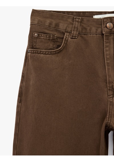 Koton Regular Fit Normal Bel Düz Paça Pamuklu Balon Pantolon - Balloon Jeans Kahverengi 6sal40115mw Kahve