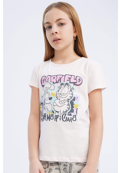 DeFacto Kız Çocuk Garfield Pijama Takımı Kısa Kollu Üst Beli Lastikli Uzun Alt E2223A825SMPN447 Pembe DeFacto Kız Çocuk Garfield Pijama Takımı Kısa Kollu Üst Beli Lastikli Uzun Alt E2223A825SMPN447 Pembe