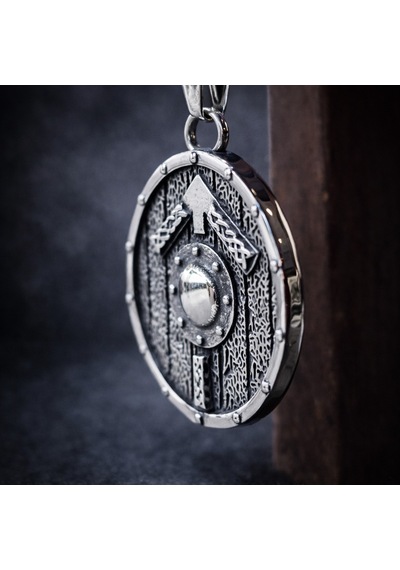 Viking Kalkanı Kolye Erkek Norse Rune Tasarım Savaşçı Tarzı Çelik Kolye Hediye Gümüş