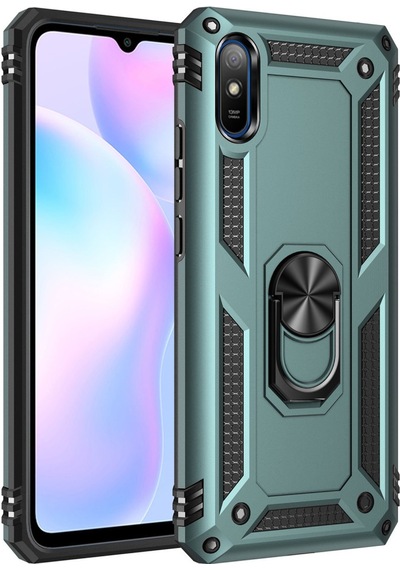 Newface Xiaomi Redmi 9a Kılıf Sofya Yüzüklü Silikon Kapak - Yeşil Yeşil