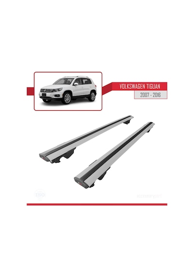 Volkswagen Tiguan 2007-2016 Arası İle Uyumlu Hook Model Anahtar Kilitli Ara Atkı Tavan Barı Gri