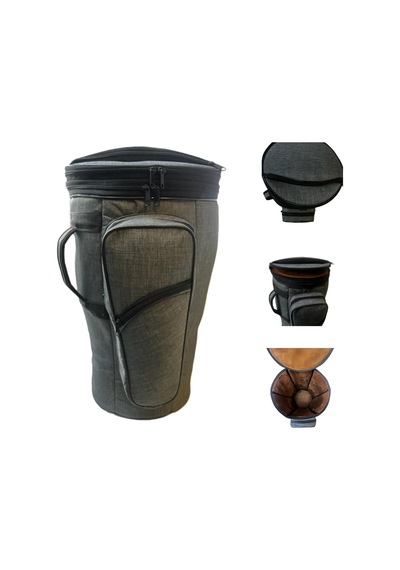 Darbuka Kılıfı Gri Keten Soft Case Profesyonel Kalın Çanta