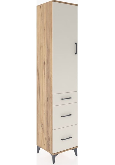 Hyperion Dolap 3 Raflı 3 Çekmeceli Tek Kapaklı 44x44x221 Çam-... Çam