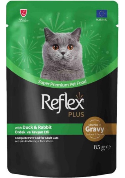 Reflex Plus Sos İçinde Parça Ördek Ve Tavşanlı Yetişkin Kedi Konservesi 85 Gr