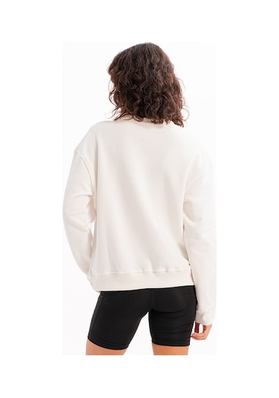 Justever Bisiklet Yaka Basic Kalıp Ekru Kadın Sweatshirt Eşofman Üstü - Aura Ekru