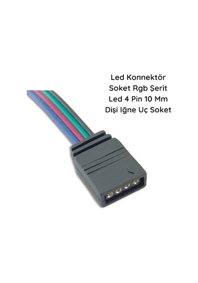 10 Adet Led Bağlantı Konnektör Soket Rgb Şerit Led 4 Pin 10 Mm Dişi Jumperlı İğne Uç