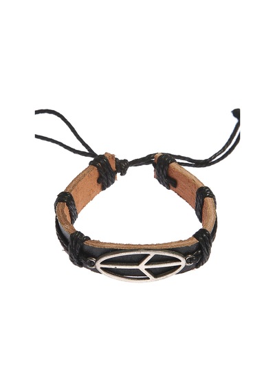 Tblk03223 Barış Figürlü Deri Unisex Bileklik 3197-3400 Çok Renkli