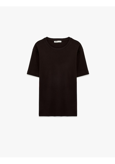Koton Regular Fit Kısa Kollu Pamuklu Bisiklet Yaka Tişört Mor 6sam10021mk