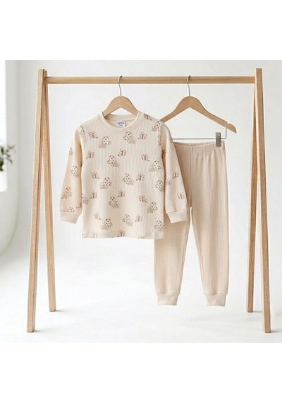 Sebi Bebe Kelebekli Pijama Takımı 9326 Krem