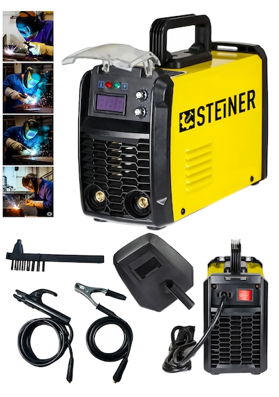 Steiner 250 Amper İnverter Mega Stick Çift Kartlı Hava Soğutmalı Dijital Göstergeli Çanta Kaynak Makinesi Sarı