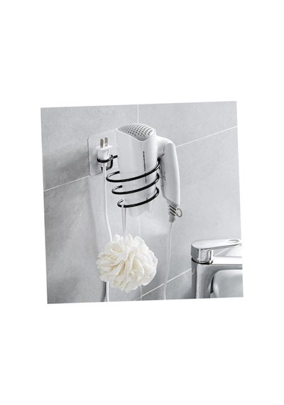 Askı Yapışkanlı Duvar Tipi Siyah Metal Banyo Askı Organizeri Standı Şık Saç Kurutma Makinesi Tutucu Çok Renkli