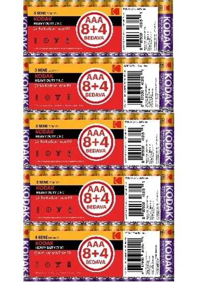 Kodak 12x5 60 Adet Çinko Karbon İnce Pil - Ekonomik Paket