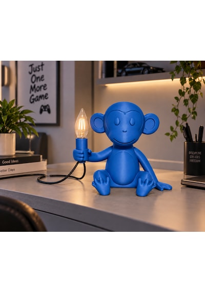 3dlab Moko 3d Baskı Maymun Figürlü Masa Lambası Mavi