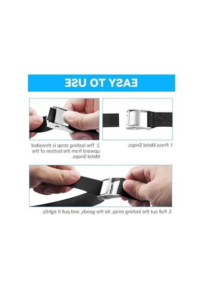 2 Metre Ağır Hizmet Tipi Bağlama Kayışları, 4 Parça Beyaz - Gri