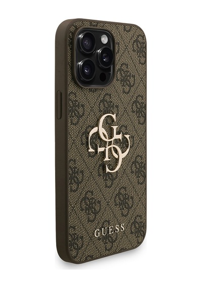 Apple iPhone 13 Pro Max Uyumlu Kılıf Guess Lisanslı Bilek Askı İpli Metal 4g Ve Yazı Logolu Kapak Kahveren