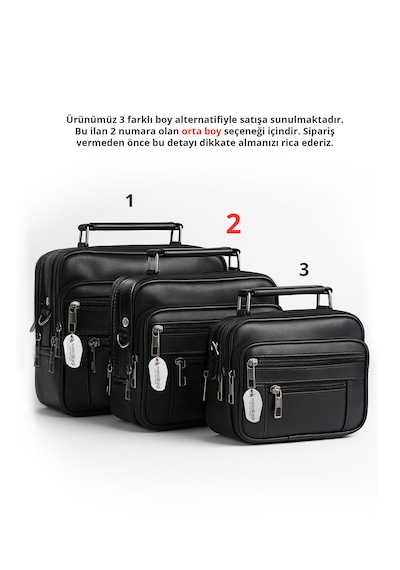 Westbag Erkek Siyah Yatay Model Çelik Kasalı Hakiki Deri El Ve Omuz Çantası Orta Boy