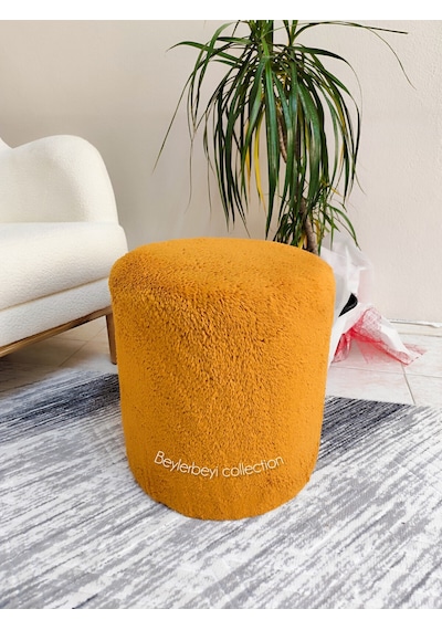 Puf , Turuncu Peluş ,makyaj Pufu Puf Sandalye Ayak Uzatma Pufu 45 Cm Yükseklik Turuncu