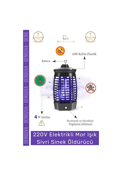 Sineköldürücü Elektrikli Cız Lamba Led Uv Etkili Güçlü Pratik Bahçe Mor Işık Kara Sivri Sinek Öldür