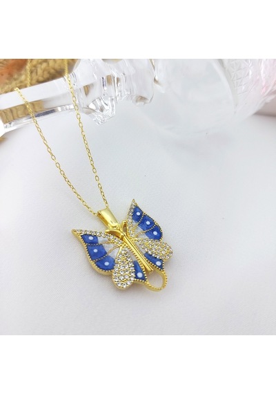 Vaoov 925 Ayar Gümüş İsimli Açılan Gold Kelebek Kolye