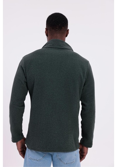 Freemen Erkek Fit Dik Yaka Yarım Fermuarlı Sweatshirt Polar Haki