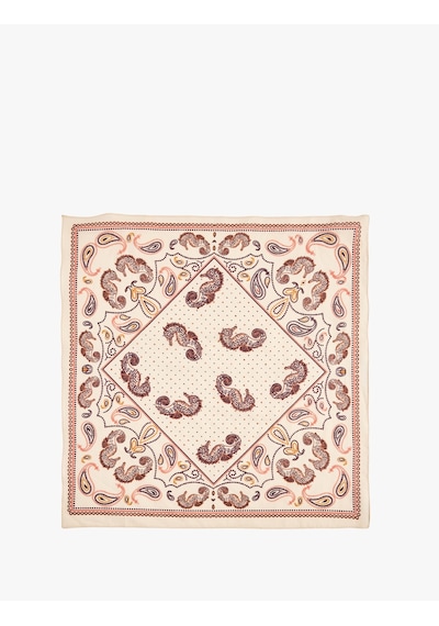 Koton Pamuklu Etnik Desenli Kare Bandana Fular Bej 7wak50158aa Ekru
