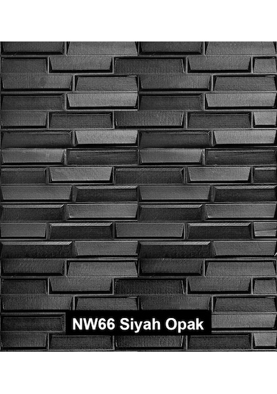 10 Adet Nw66 Siyah Opak Arkası Yapışkanlı Duvar Kağıdı Paneli