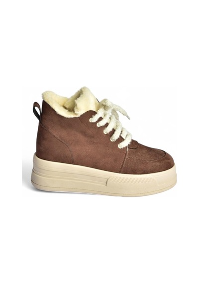 Fox Shoes V367343402 Kahverengi Süet İçi Tüylü Kalın Tabanlı Kadın Bot Kahverengi