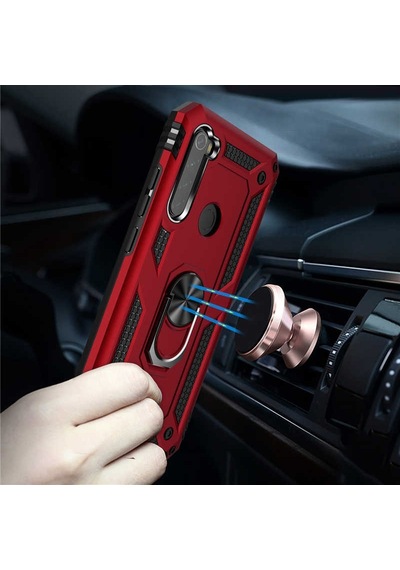 Xiaomi Redmi Note 8 Kılıf Sert Silikon Yüzüklü Stand Özellikli Kapak