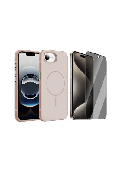 Vendas iPhone 16e Uyumlu Joko Neksa M-safe Kapak + Privacy Cam Ekran Koruyucu Pembe