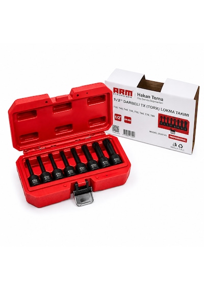 - Arm - 1/2 Darbeli Siyah Torx Lokma Takımı 8 Parça