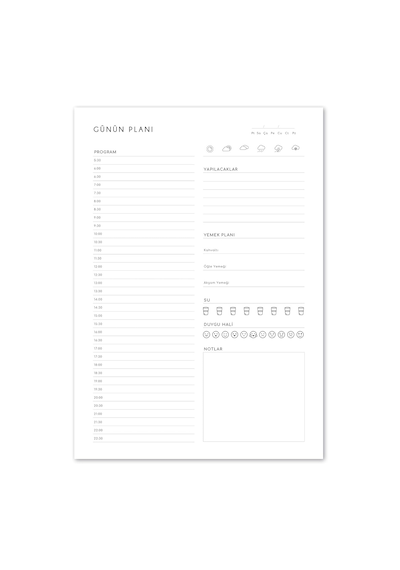 Tarihsiz Planlayıcı, A4 Boyutunda 21cm X 29.7cm Günlük Planlayıcı Çok Renkli