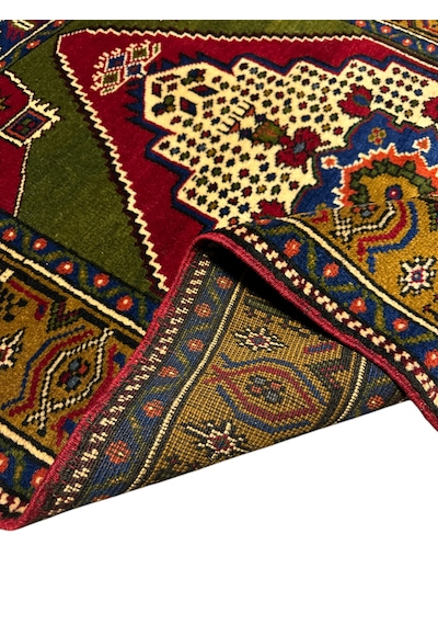 El Dokuma Kök Boya Taşpınar Halısı 102x155 Yeşil %100 Yün Halı Yeşil