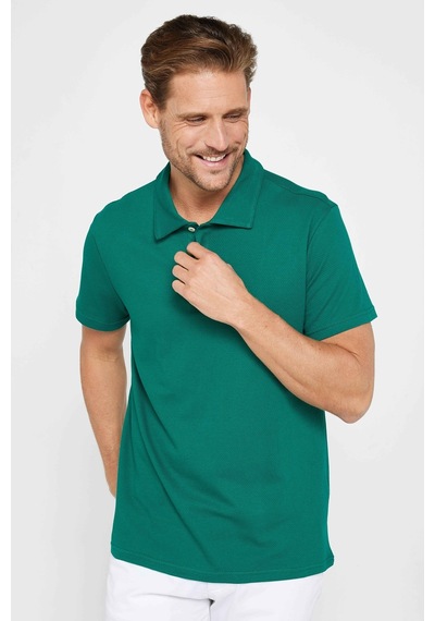 Tudors Erkek Slim Fit Dar Kesim %100 Pamuk Desenli Yeşil Polo Yaka Tişört-29684-yesıl Yeşil