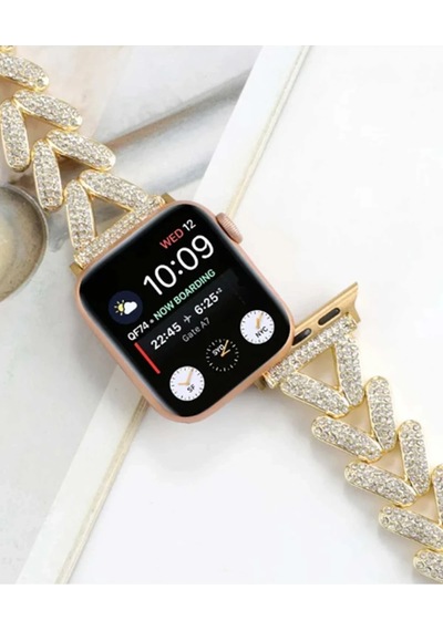 Newface - 905 - Apple Uyumlu Watch 38mm Node Taşlı Kordon - Myceshop - - Siyah