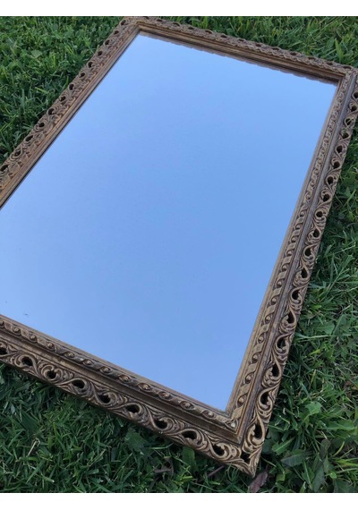 Vintage Plastik Çerçeveli Oyma Desenli Ayna 48x68cm - Dekoratif A Kahverengi