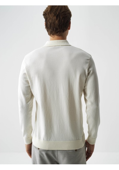 Xint Ekru Pamuk Dokulu Regular Fit Kazak 801868