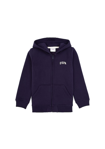 U.S. Polo Assn. Erkek Çocuk Mürdüm Fermuarlı Kapüşonlu Sweatshirt 50313852-VR074