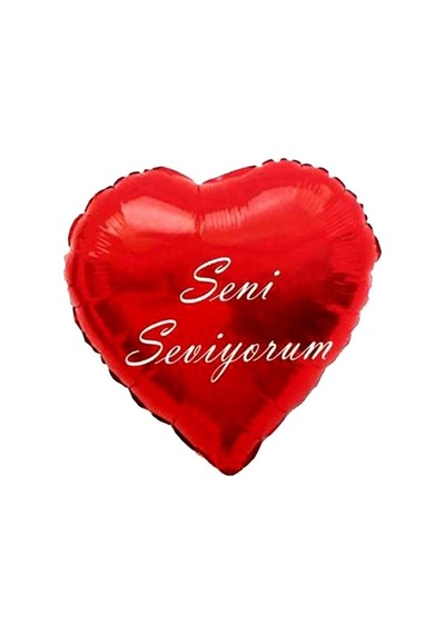 7 Adet Yüksek Kalite Büyük Boy Seni Seviyorum Kırmızı Kalpli Folyo Balon Parlak Metalik Kalpli Balon