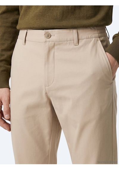 Kip Bej Düz Dokuma Jogging Fit Casual Pamuk Karışımlı Pantolon