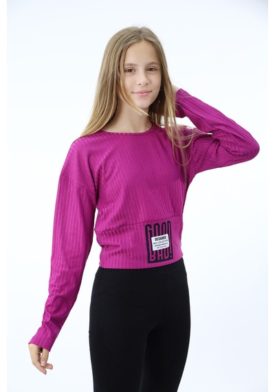 Toontoy Kız Çocuk Baskılı Sweatshirt Mürdüm