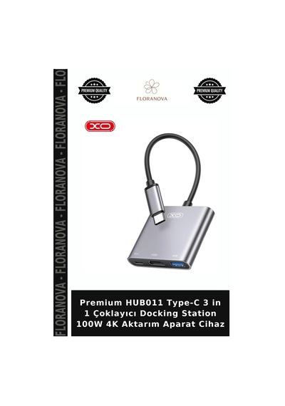 Premium Hub011 Type-c 3 İn 1 Çoklayıcı Docking Station 100w 4k Aktarım Aparat Cihaz